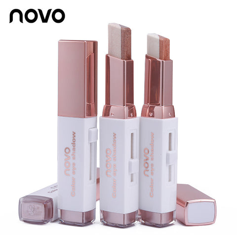 NOVO Eyeshadow Stick Double Color Stereo Gradient Velvet Shimmer Earth Color Eye Shadow Cream Pen Eye Makeup Palette Cosmetics