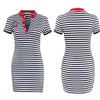 Striped Navy V neck Summer Sport Dresses Casual Bodycon Knee-Length Summer Dress Women Clothing SJ09