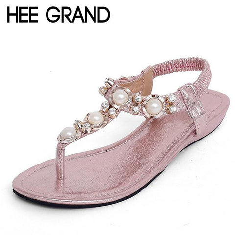 2016 Summer Sandals Women Fashion Beading PU Leather Platform Wedges Sandals Female Shoes Woman 4 Colors Size 35-40 XWZ1342