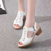 HEE GRAND Vintage Elegant Women's Sandals Summer Style Peep Toe Cross Tied Side Zip Design Mid Square Heel Shoes Woman XWZ2819