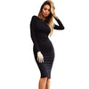 Bodycon Sheath Dress Long Sleeve Party Sexy Dresses Women Clothing Back Full Zipper Robe Sexy Femme Pencil Tight Dress Vestidos