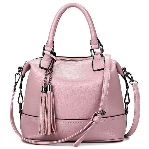 Pink Bucket  Bag Tassel Leather